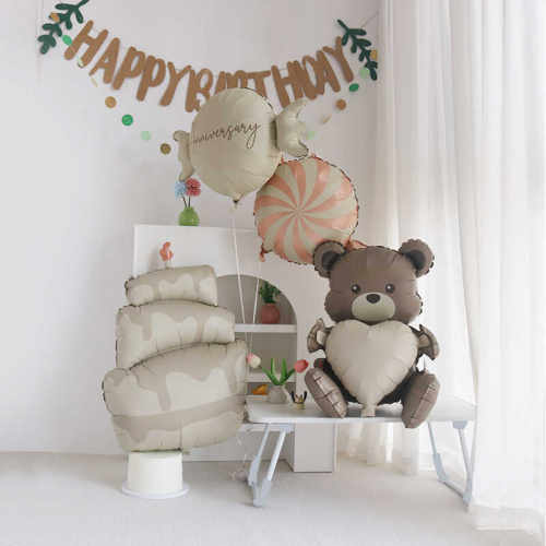 生日派对装饰ins风小熊铝膜气球
