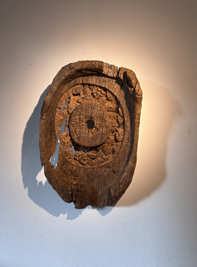 丽江老木头雕刻挂件收藏古董工艺品摆件侘寂风墙壁装饰251030