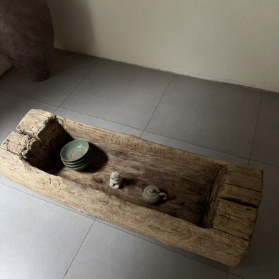 古旧老木盆茶空间民宿茶室老物件置物盆收藏古旧装饰品25918