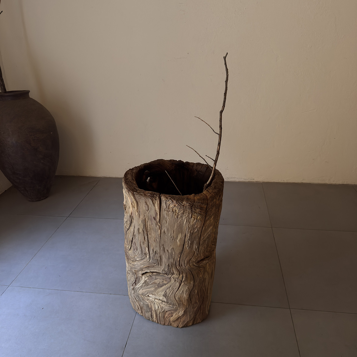 风化木枯木木桶朽木桶艺术空间插花干花桶墙角装饰摆件26107