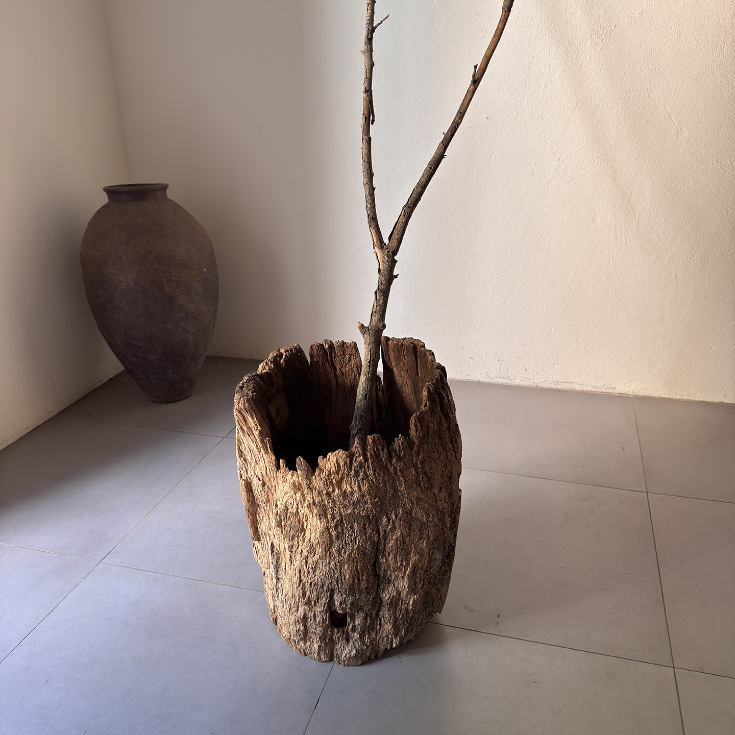 创意空间老物件枯木桶收藏摆件老古董插花枯木枝桶摆件26111