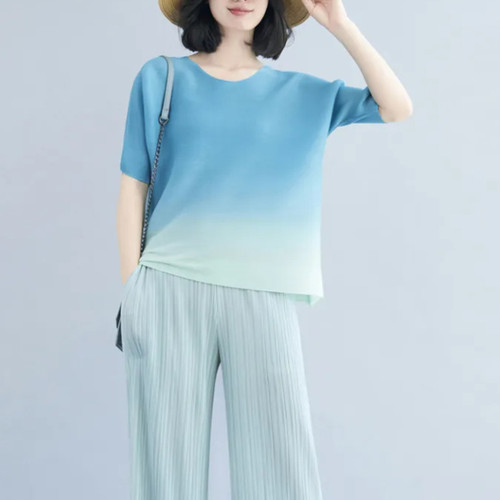 褶皱大码短袖T恤女2025新款上衣