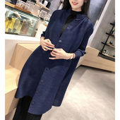 三宅系列褶皱气质立领单排扣外套中长款 显瘦风衣 新款 直筒开衫 秋装