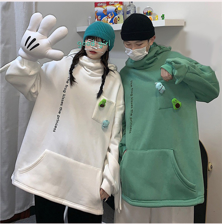 개구리 정장 DIY 실제 샘플 1:1 자른 그림 남성과 여성 커플 느슨한 스웨터 어린이 후드 부모-자식 의류 패턴