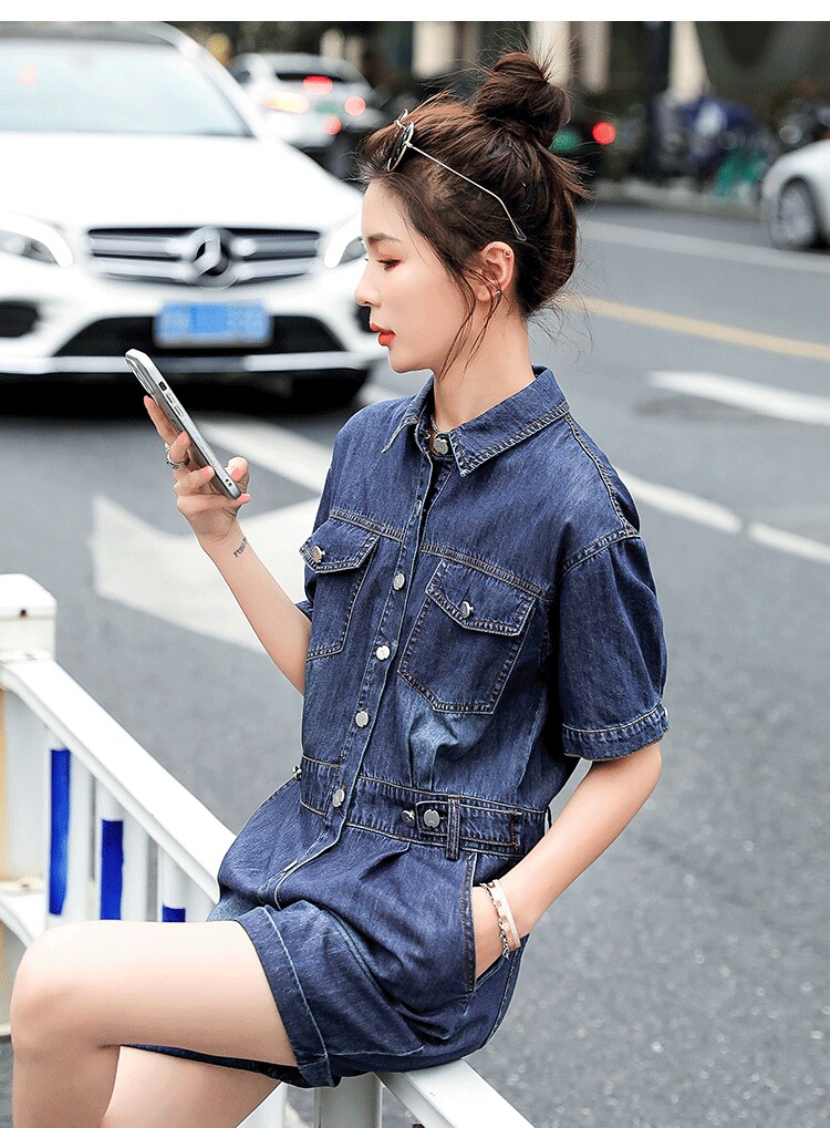 TUANTUANJIA 의류 레이아웃 의류 샘플 데님 점프슈트 와이드 레그 반바지 점프슈트 종이 패턴 1298 의류 샘플