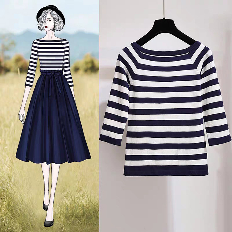 옷드로잉 의상컷팅 1:1 샘플 슬림핏 티셔츠 7부소매 밑단 셔츠 하이웨이스트 스커트 정장 패턴