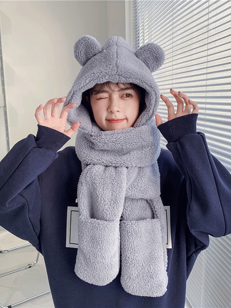 TUANTUANJIA 의류 절단 샘플 어린이 모자 겨울 귀 보호 목 모자 여성 스카프 올인원 모자 종이 패턴 도면