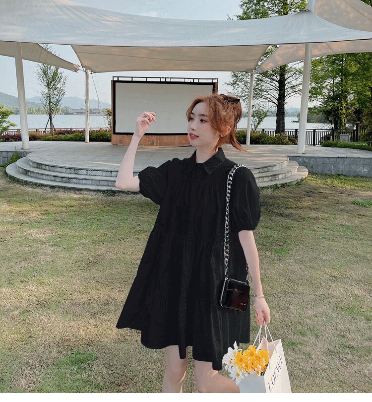 의류드로잉 의류컷팅패턴 실물샘플 프렌치퍼프소매셔츠 반팔드레스 종이패턴 1236