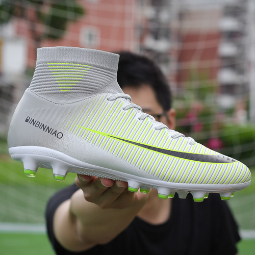 Adults Men's Soccer Cleats Shoes High-top Football Boots FG