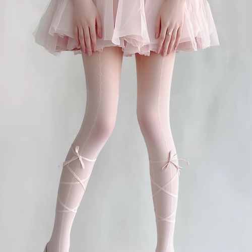 甜美洛丽塔奶白色连裤袜蕾丝提花芭蕾风黑丝袜女薄款打底袜防勾丝