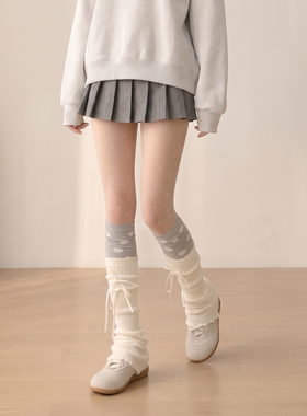 蝴蝶结袜套白色辣妹袜子miu小腿芭蕾薄款y2k中筒亚文化长袜