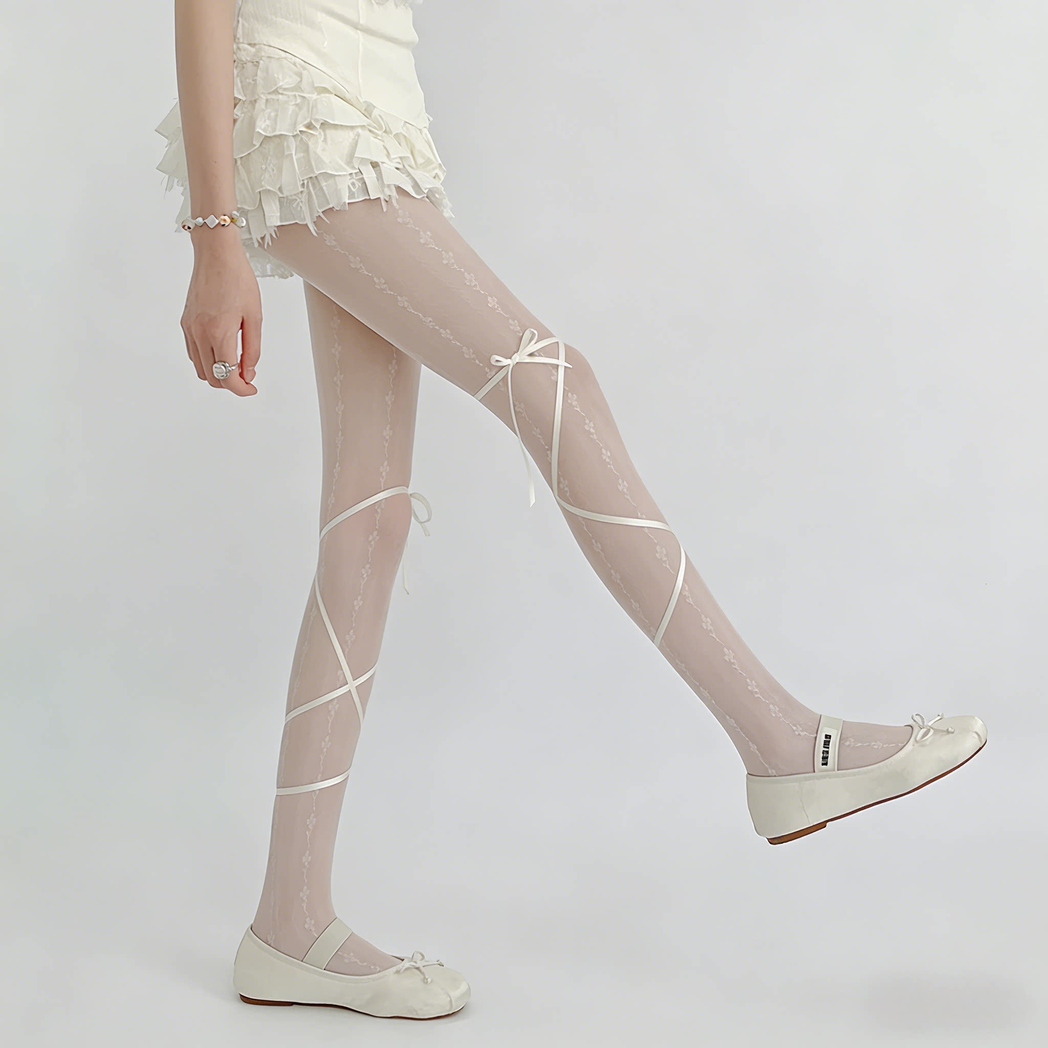 lolita丝袜女jk打底袜子甜美学生芭蕾风复古蕾丝绑带连裤袜洛丽塔