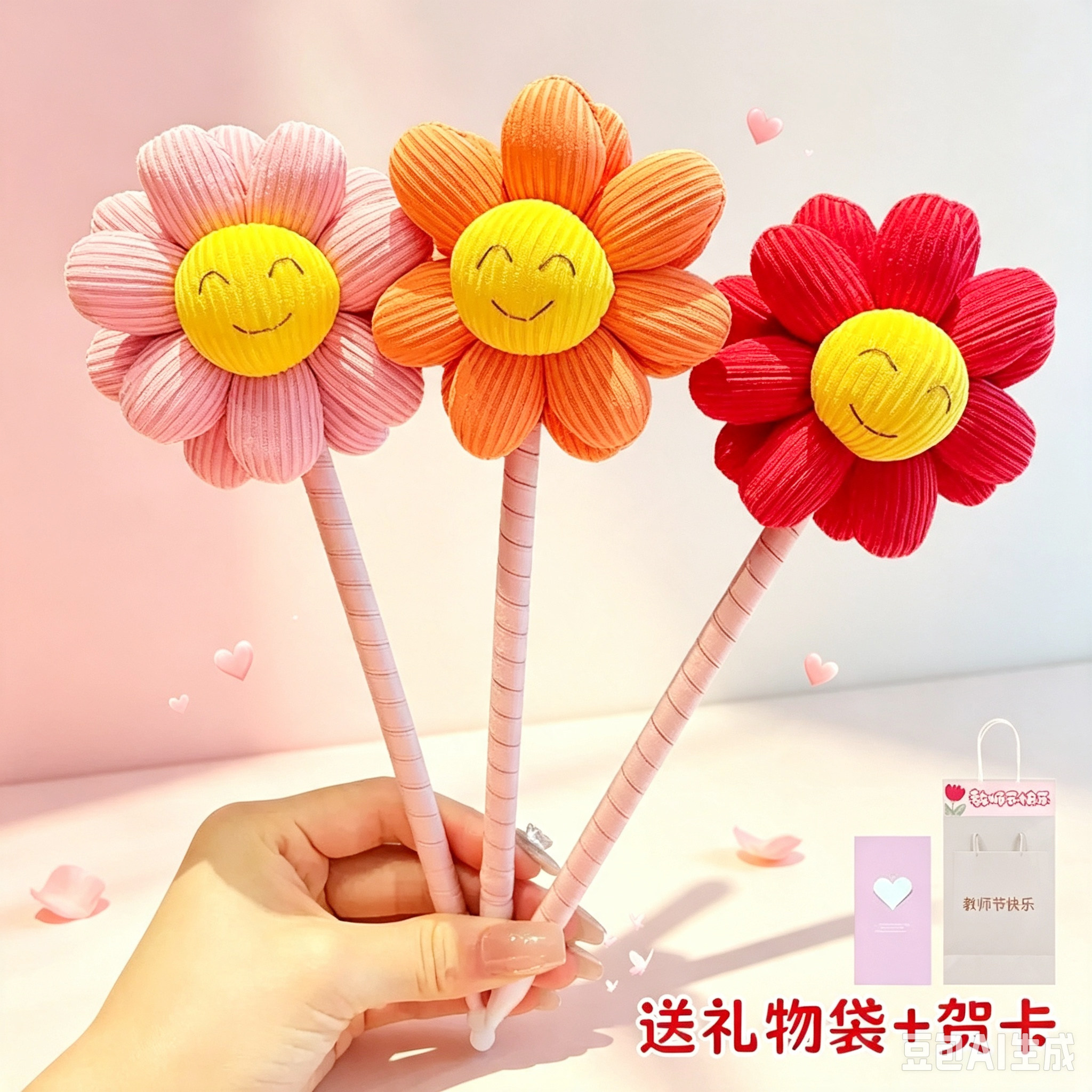 教师节礼物微笑太阳花笔38女神节幼儿园送女老师实用签字笔礼品