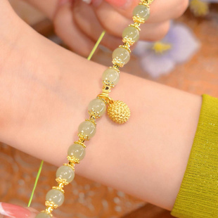 女友节日礼 天然和田玉榴莲手串设计款 典润珠宝 榴莲忘返