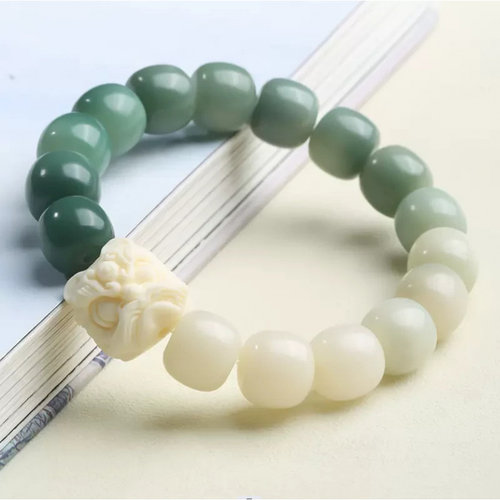 醒狮渐变菩提手串女白玉菩提根绕