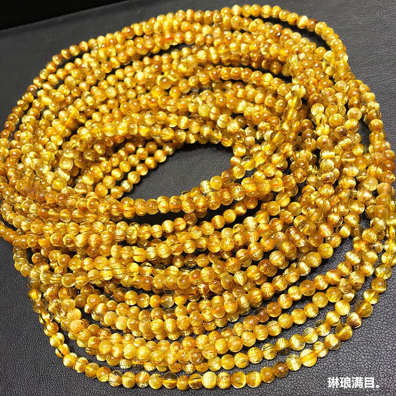 天然钛晶多圈手链板钛金发晶黄水