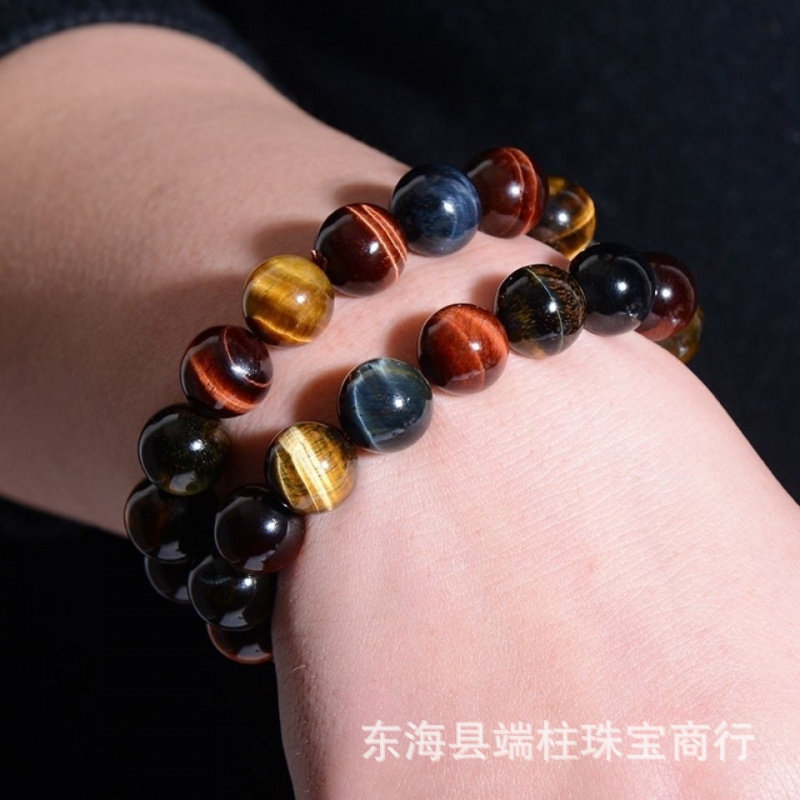 天然彩虎眼手链男女款虎眼石单圈