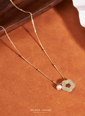 『醉花影』天然和田玉花朵项链女