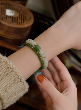 典润珠宝和田玉7*8弹力款手串碧