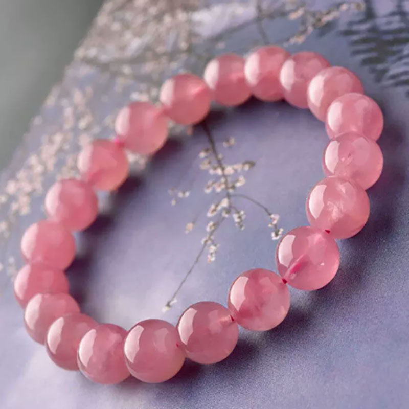大颗粒天然马达加斯加粉晶手链女