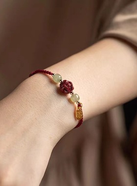 2023十二生肖朱砂手链小红绳女和
