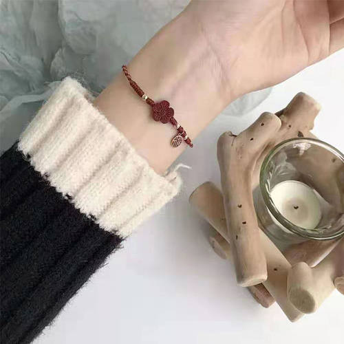 原矿朱砂石榴石闺蜜手链女款手工编织绳情侣手环男女学生生日礼物
