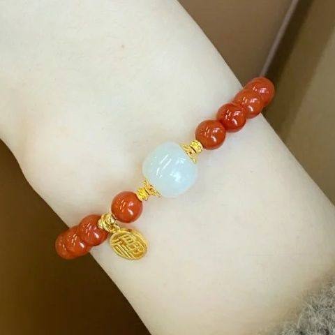 新款网红同款南红玛瑙两世欢手链ins小众设计可爱小老虎闺蜜手饰