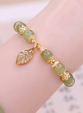 大叶有成天然和田玉手链女夏14k