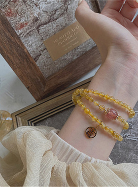 巴西发晶多圈手链14k包金配件diy