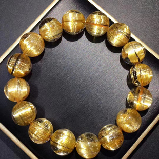 天然钛晶手链板钛巴西金发晶手链顺发猫眼钛晶男女黄发晶多圈手串