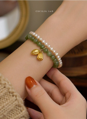 和田玉手链莲蓬莲心轻奢礼物秋冬