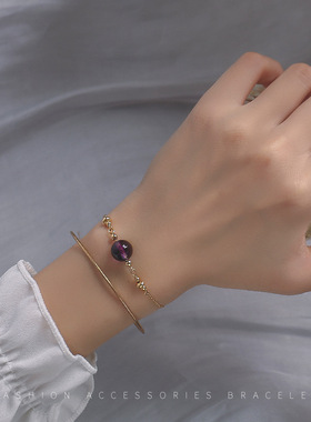 典润珠宝天然紫水晶单珠手链女14