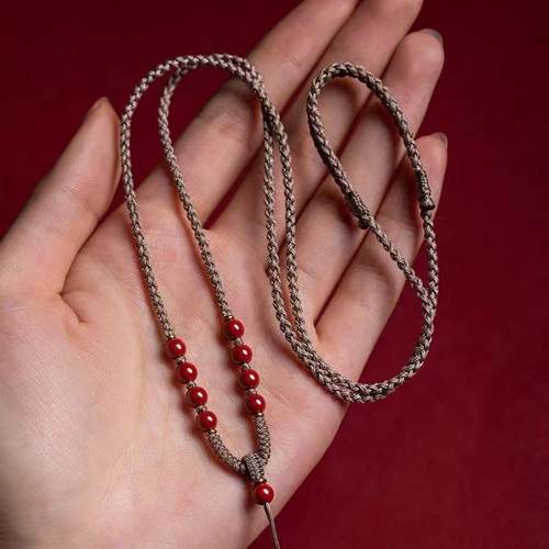 手工编织朱砂吊坠挂绳挂脖男女好