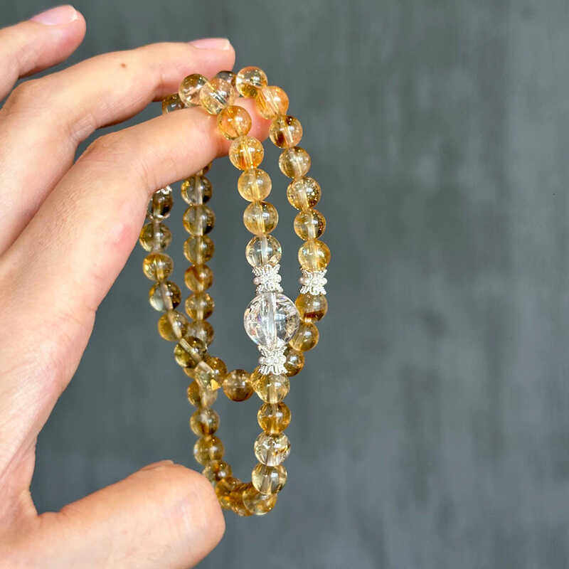 原创手作天然黄水晶阿赛手链女款