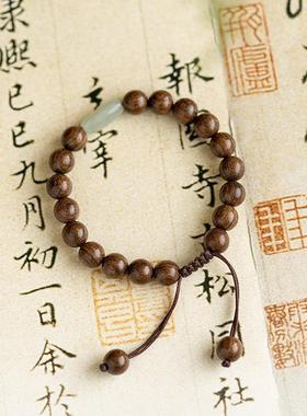 天然金丝檀佛珠手串老料和田玉手