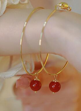 红豆*天然红玛瑙手链ins小众设计