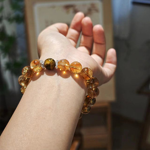 天然黄水晶手链轻奢小众精致旺财运聚财好运珠串虎眼石手串女高级