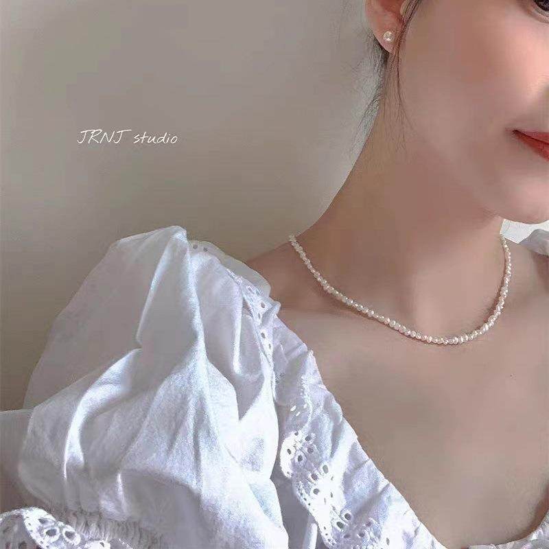 天然巴洛克珍珠项链小粒不规则淡