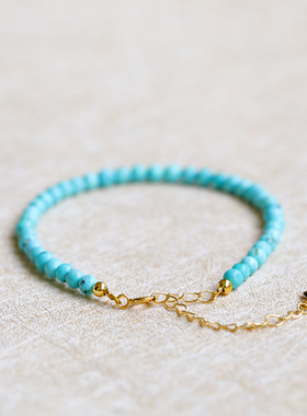 新款时尚极细绿松石手链男女情侣