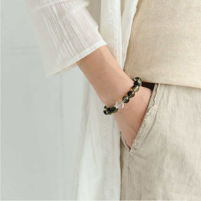 男女绿幽灵手链水晶手串聚宝盆生
