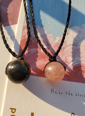 天然黑曜石草莓晶锁骨链情侣项链