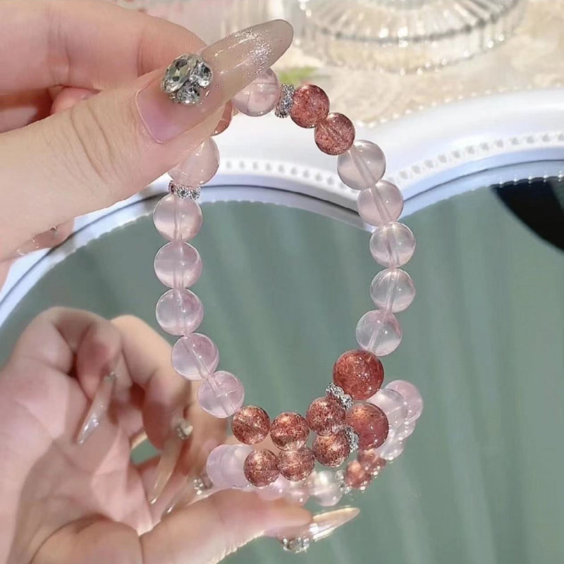 原创小众设计天然水晶手链草莓晶