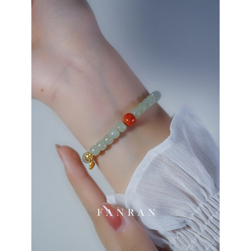 天然和田玉手链女南红手串小众设