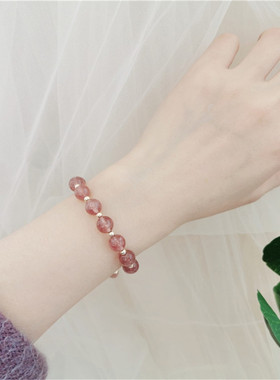 天然草莓晶散珠14k金手串手工手
