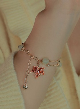 枫叶来信枫叶吊坠天然和田玉手链