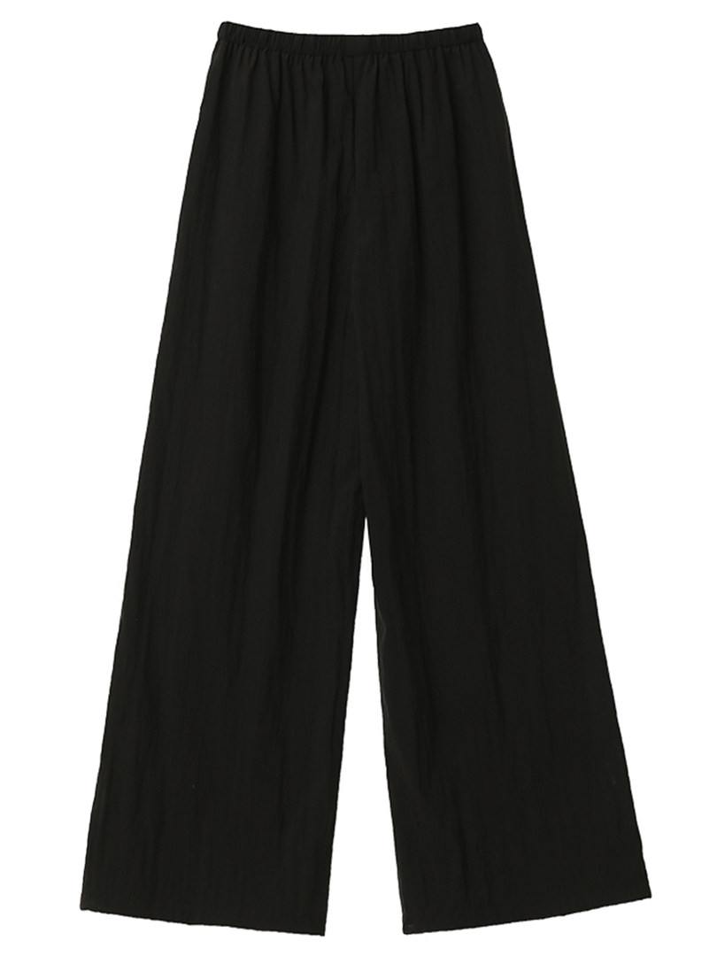 Black wide-leg pants on a white background