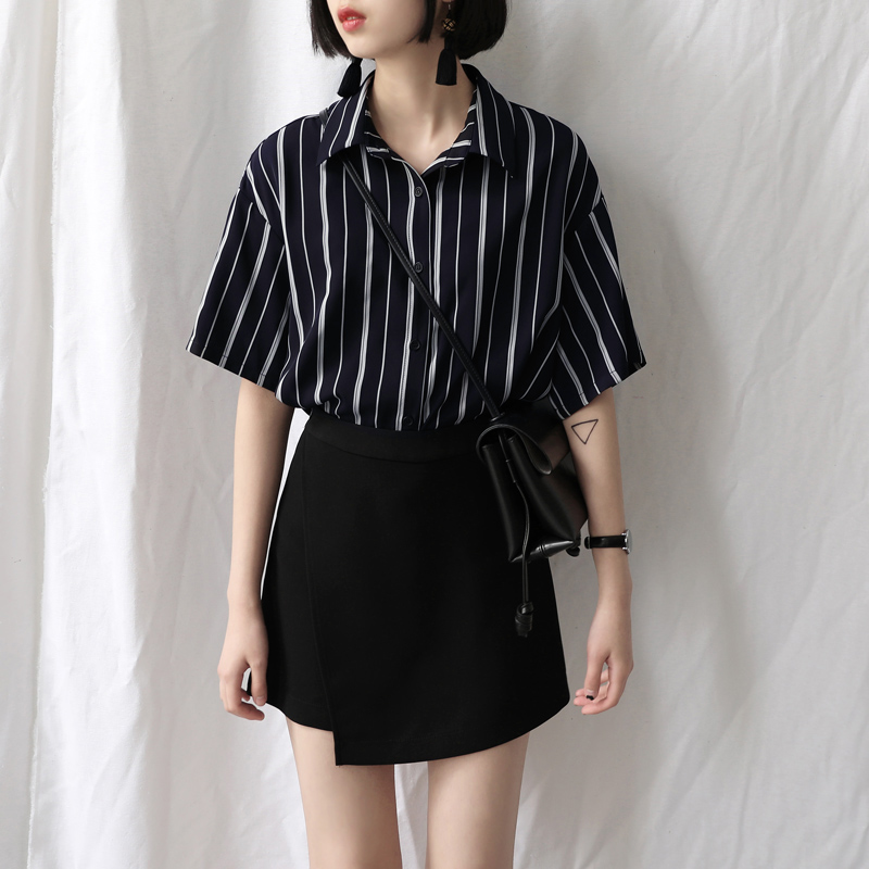 CHIC VEN×ÔÖÆ2018ÏÄ×°ÐÂ¿î ¸´¹ÅÓ¢Â×·çpoloÁì¶ÌÐäÌõÎÆÑ©·Ä³ÄÉÀ Å®