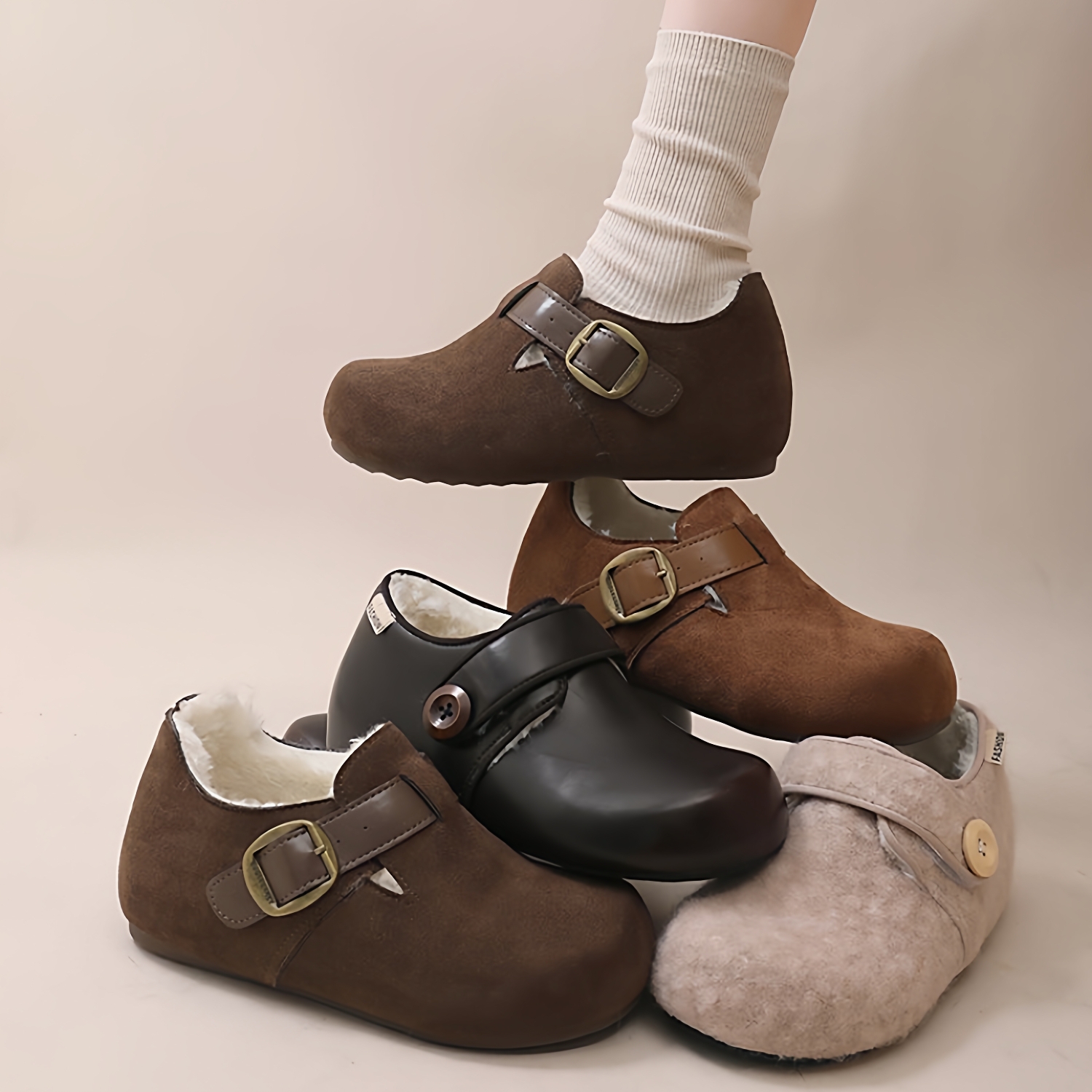 真皮厚底增高勃肯鞋女