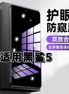 适用黑鲨5钢化膜防偷窥blackshark5Pro抗蓝光护眼防窥膜5RS手机膜5G黑边保护隐私膜全屏高清紫光防摔玻璃贴膜