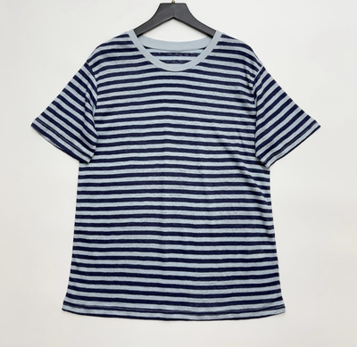 反季特价！风格经典条纹百搭气质款棉麻直筒短袖T恤女士